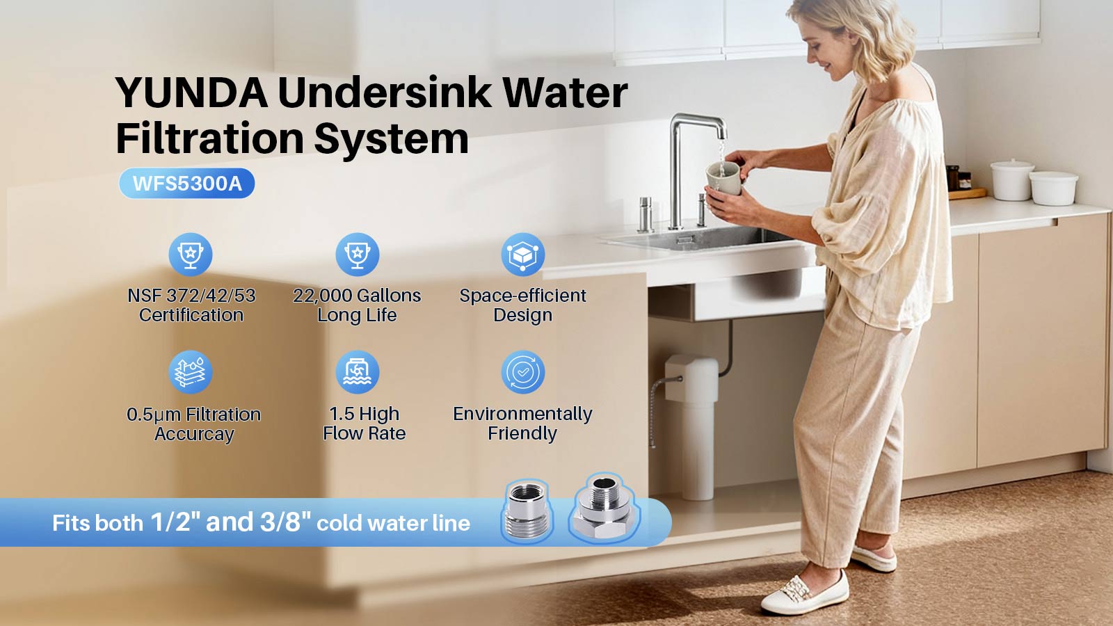 YUNDA WFS5300 Single Stage Under Sink Water Filter