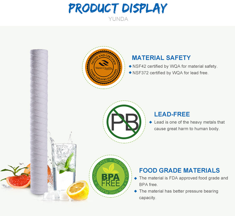 String Wound Water Filter, 20 Inch PP Filter Cartridge
