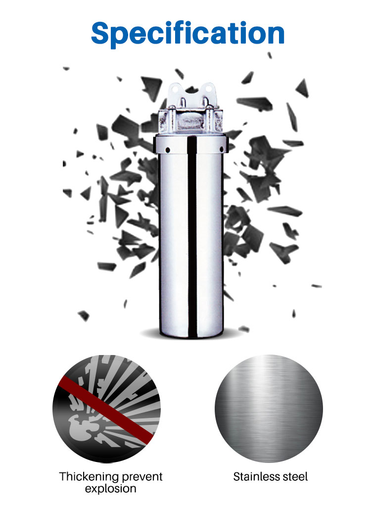 Stainless Steel Whole House Water Filter, Filtration Stainless Steel Housing