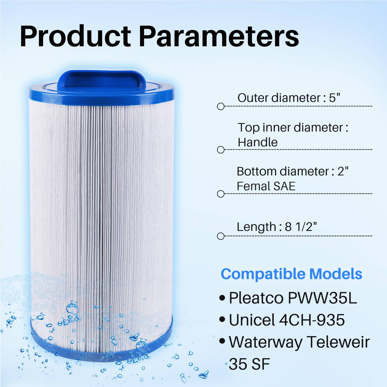 PWW35L Hot Tub Filter Compatible With Unicel 4CH-935