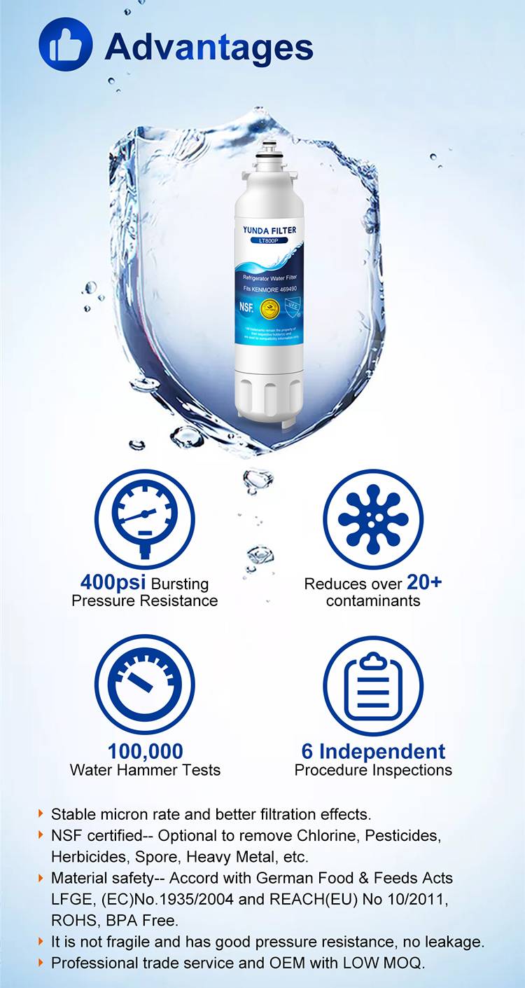  LG LT800P, ADQ73613401 Refrigerator Water Filter | YUNDA FILTER