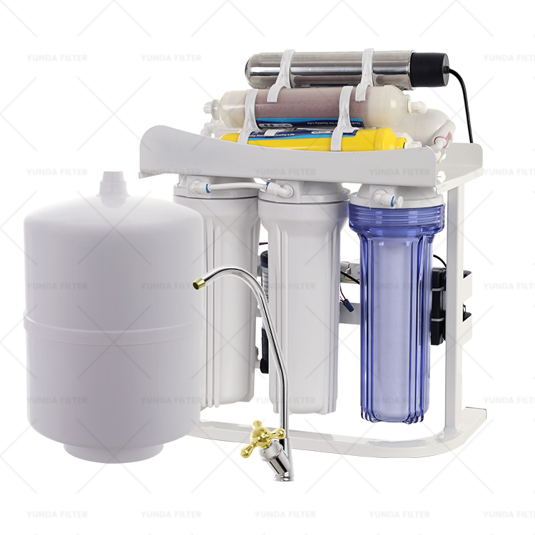 8 Satge Reverse Osmosis with UV Light, Pump, Faucet and Tank