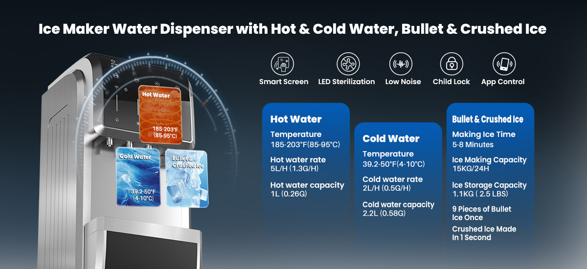 Ice Maker with Super Filtration Water Cooler Dispenser