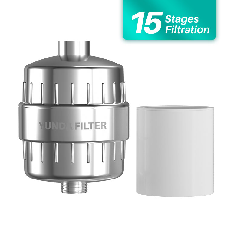 YUANDA High Output 15 Stage Shower Filter, Reduces Dry Itchy Skin, Dandruff, Eczema, and Dramatically Improves The Condition of Skin, Hair and Nails