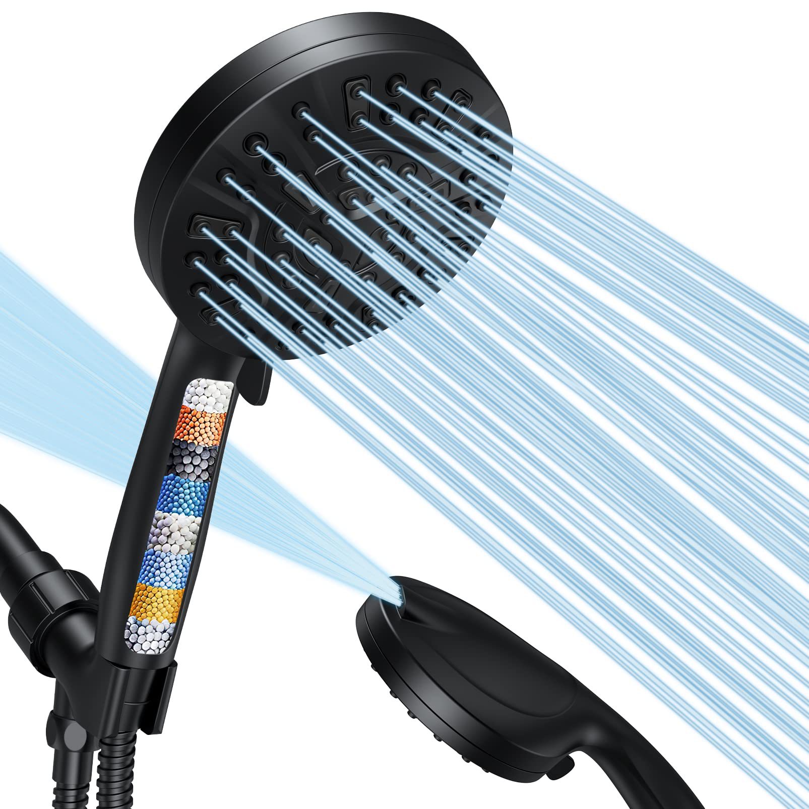 Filtered Shower Head with Handheld, High Pressure 8 Spray Mode, Detachable Shower Head