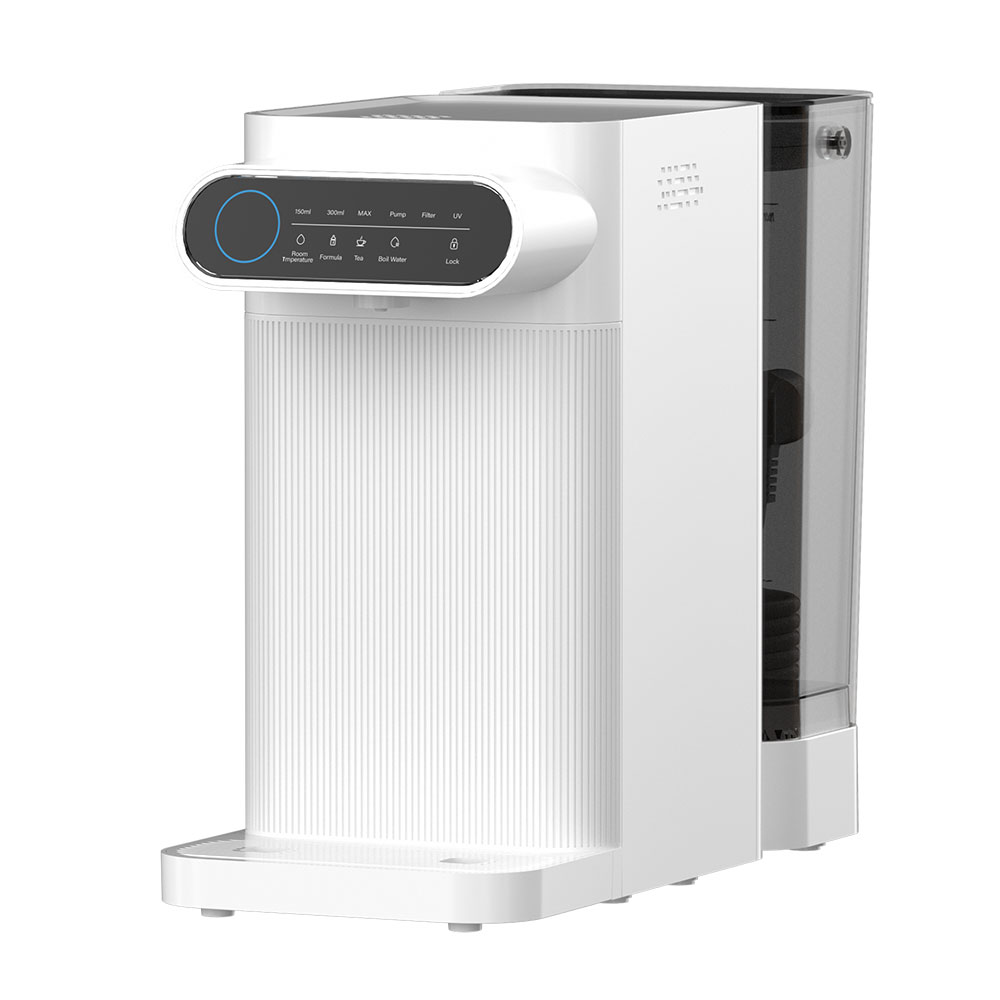 5-in-1 Countertop Reverse Osmosis System with UV, 5-Stage Filtration, Portable Instant Hot Water, No Installation, Adjustable Temperature and Volume, 4:1 Pure to Drain Water Machine