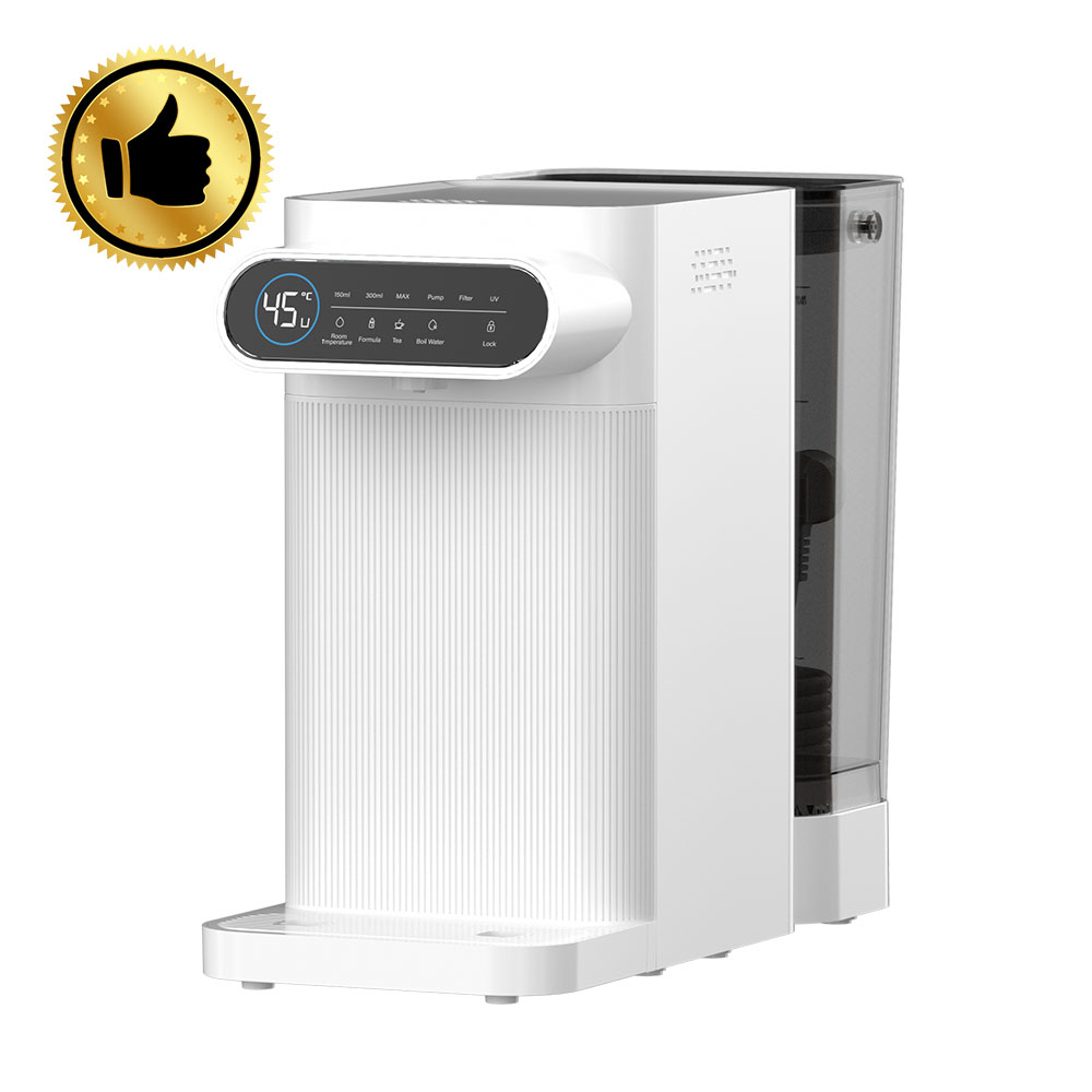 5-in-1 Countertop Reverse Osmosis System with UV, 5-Stage Filtration, Portable Instant Hot Water, No Installation, Adjustable Temperature and Volume, 4:1 Pure to Drain Water Machine