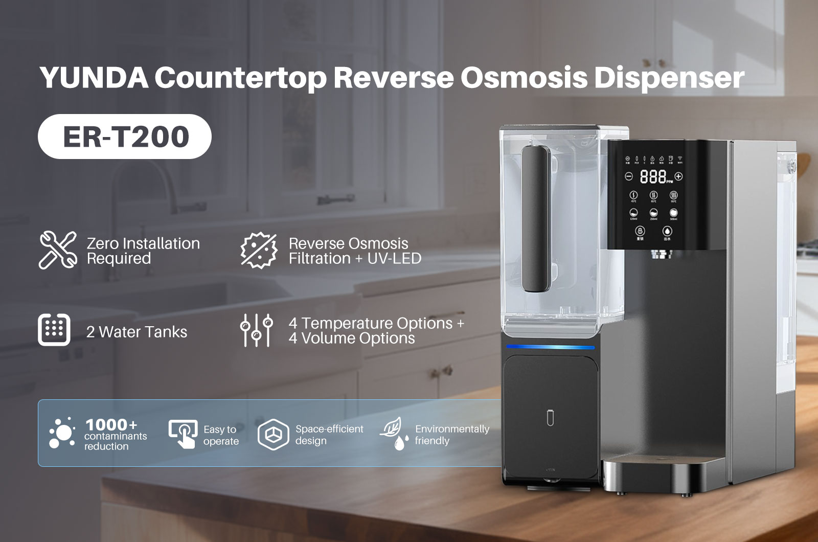 YUNDA Countertop Water Filter Dispenser