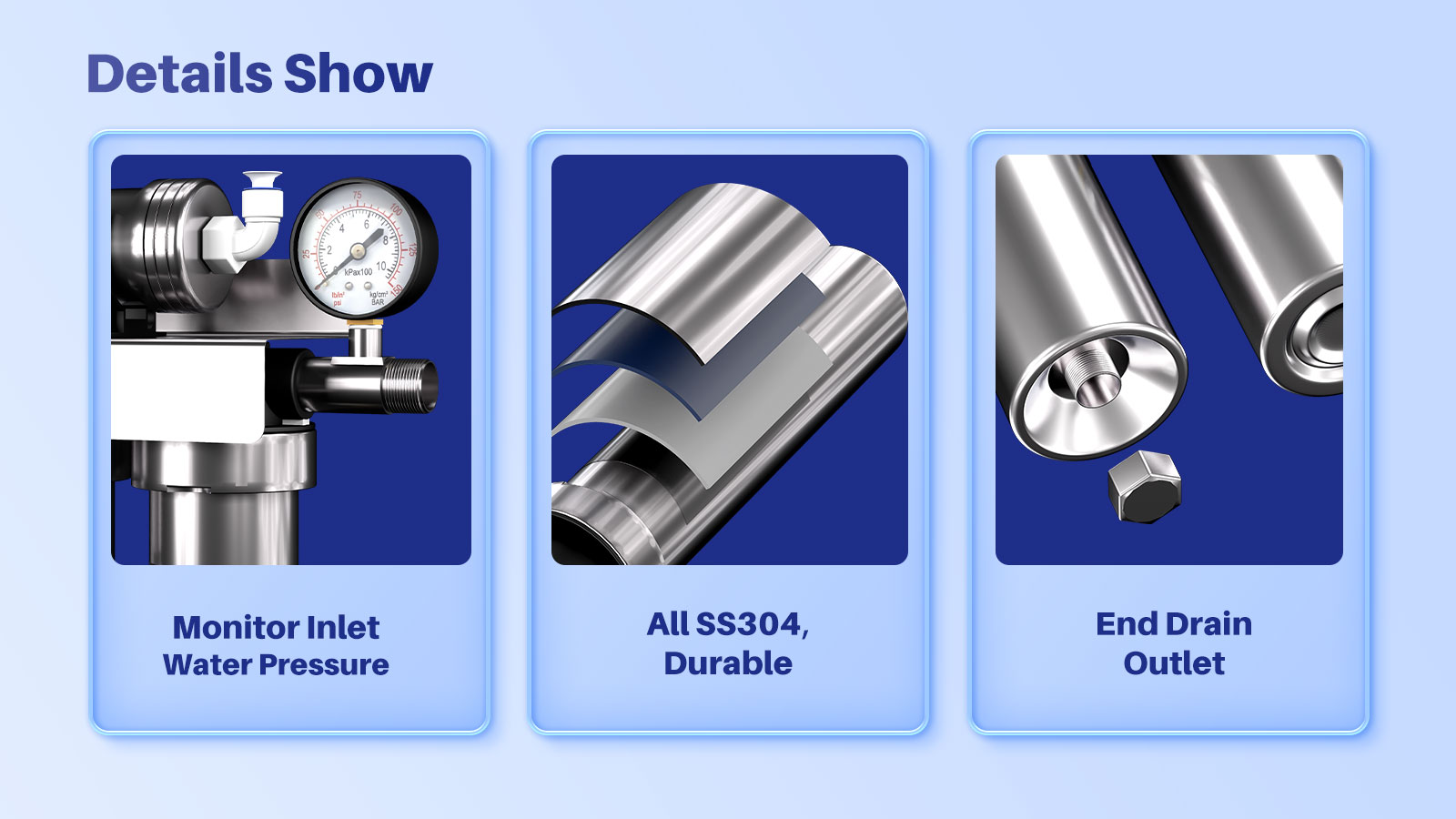 YUNDA 5 Stage Stainless Steel Under Sink Water Filter