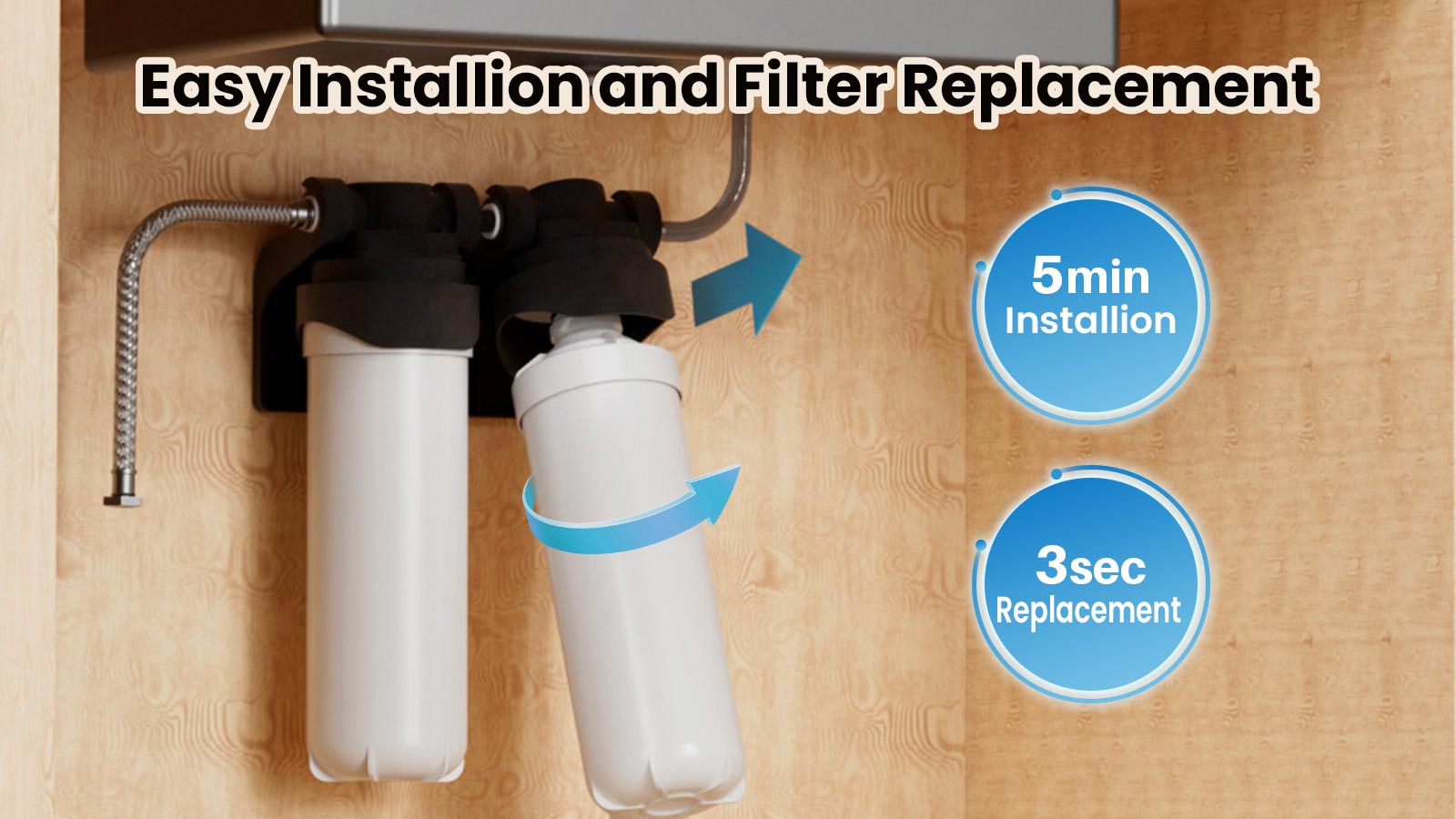 YUNDA 2 Stages Under Counter Water Filter