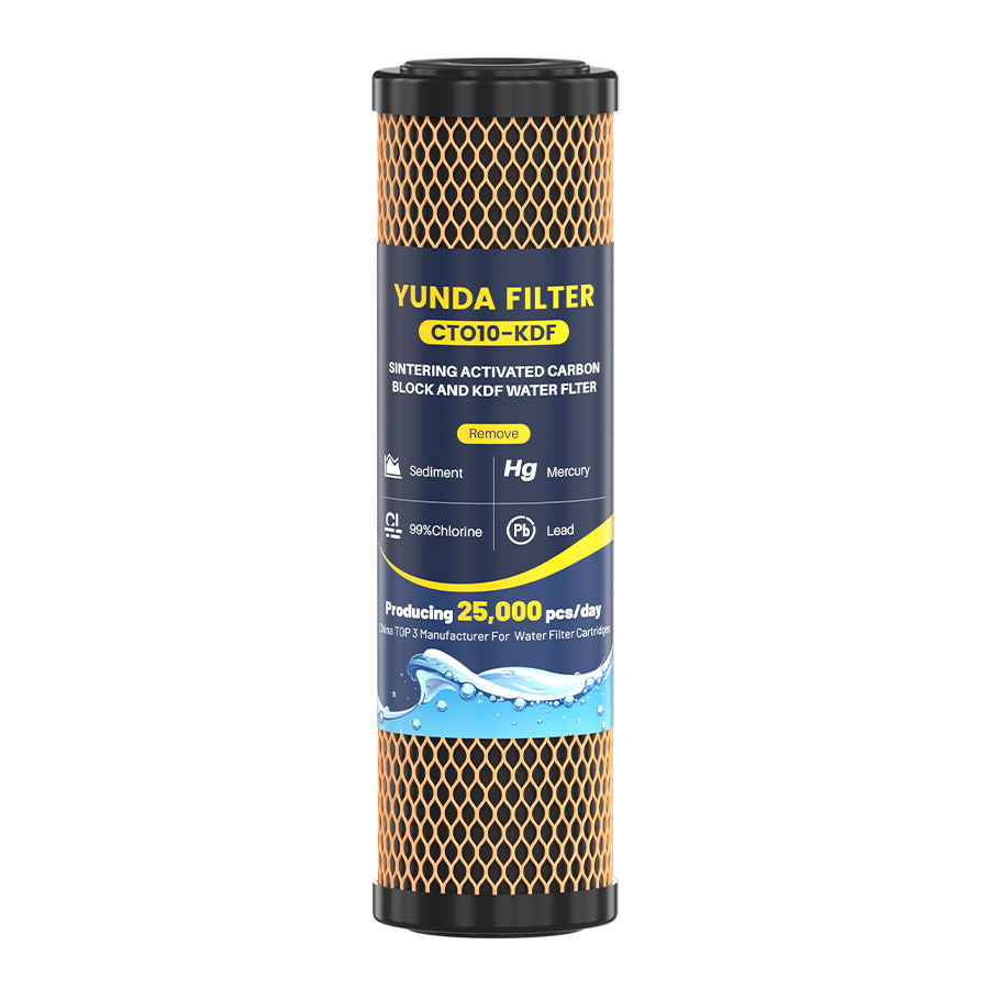 YUNDA 2.5 x 10 inch CTO10-KDF Activated Carbon and KDF Cartridge, removes chlorine, Lead, Mercury