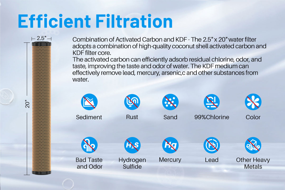 20*2.5 inch CTO Carbon Filter Cartridge with KDF