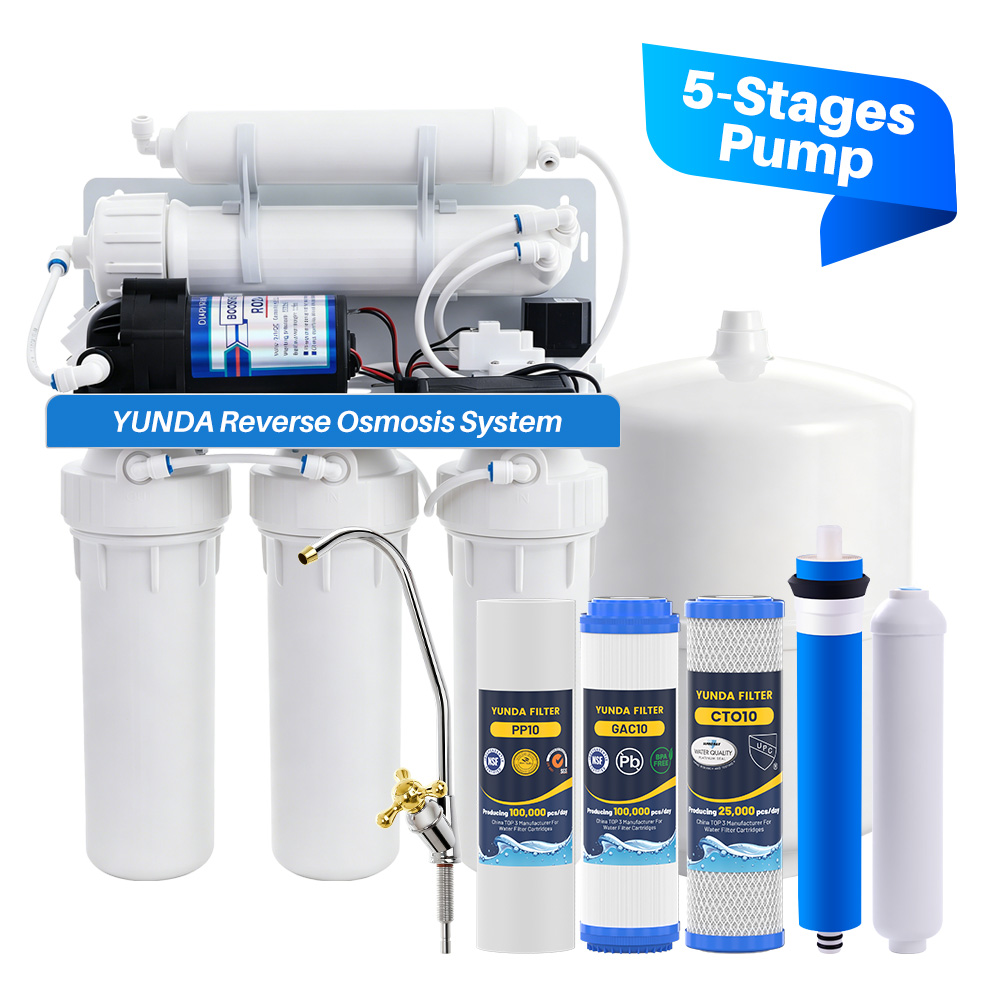 1000 Units $32 YUNDA 5-Stage RO System With Pump, Faucet and Tank