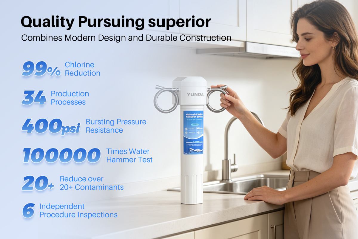 YUNDA Under Sink Activited Carbon and KDF Water Filter
