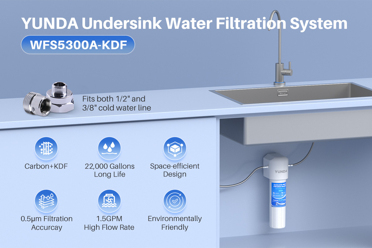 YUNDA Under Sink Carbon and KDF Filter System, 22K Gallons