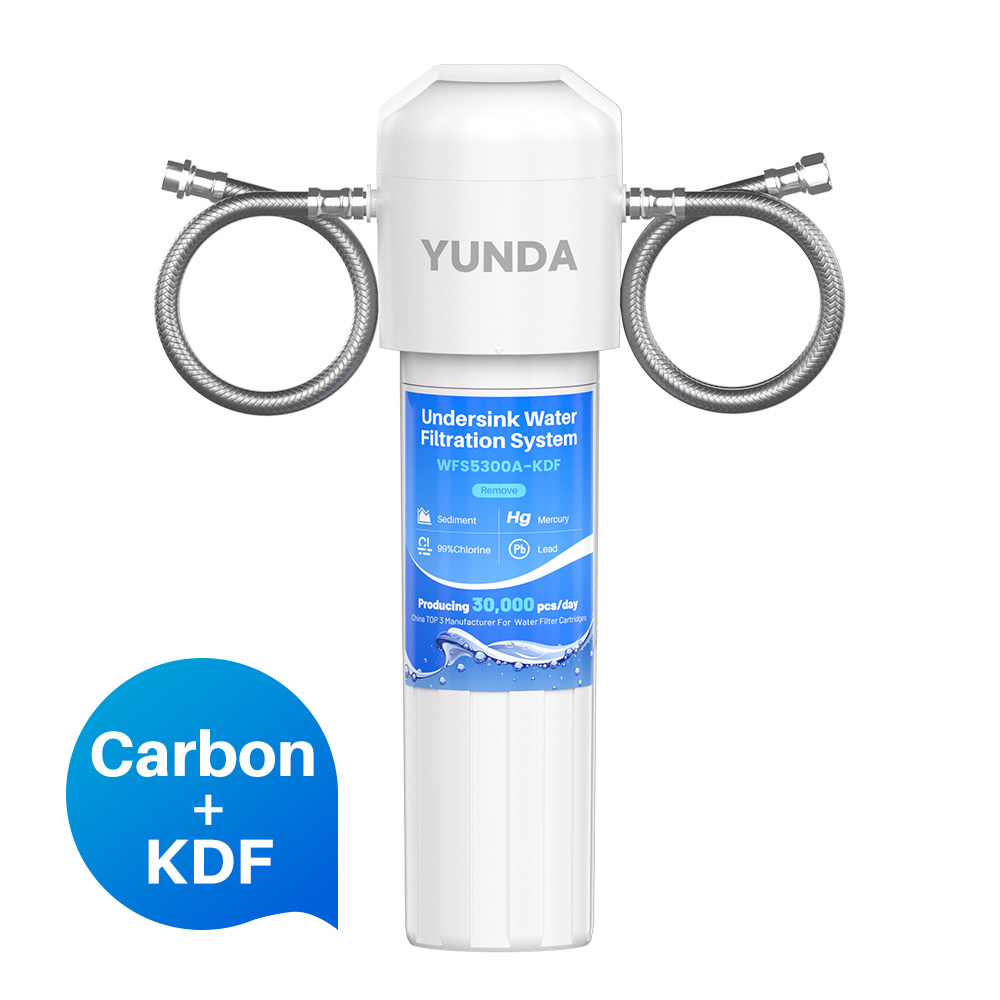 YUNDA WFS5300A Under Sink Carbon and KDF Filter System, 0.5 Micron 22K Gallons